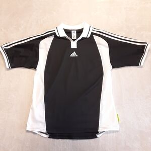 Vintage Adidas Mens 90's-2000 Football/Soccer Polo Jersey L Black Equipment